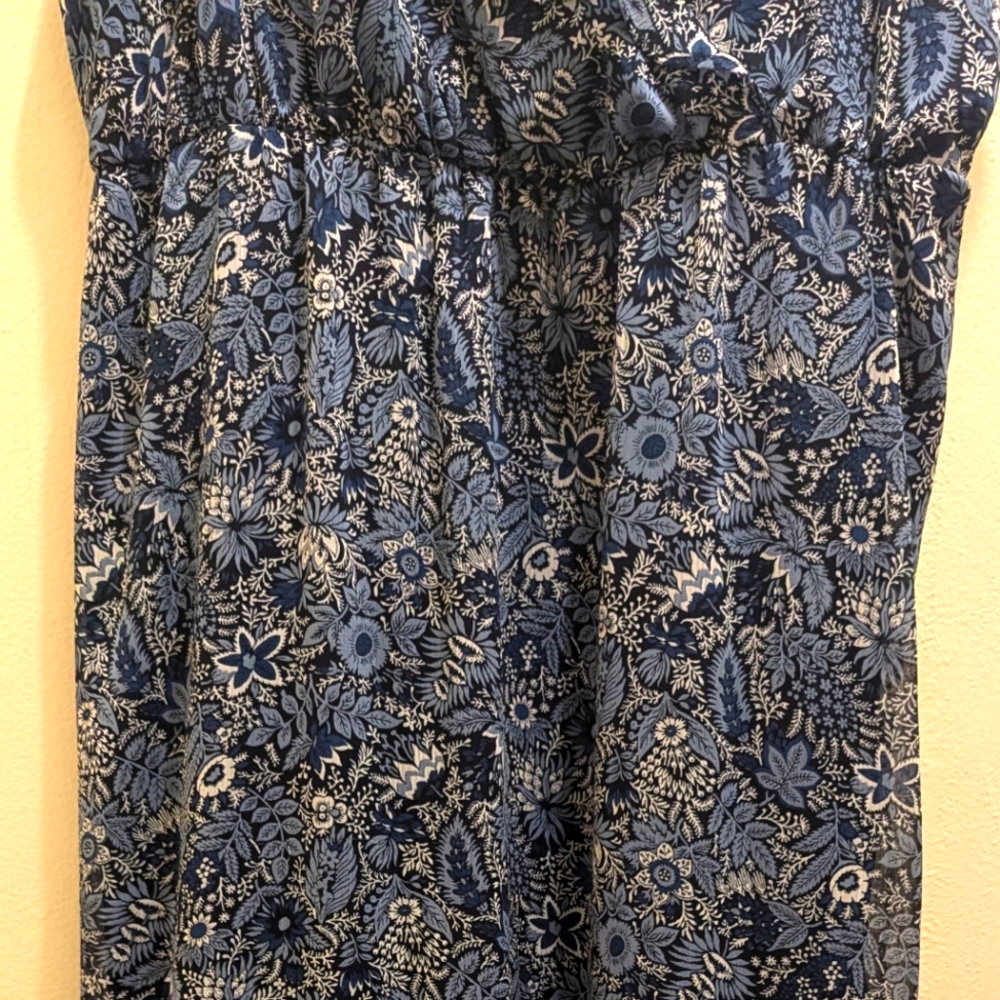 Banana Republic Factory Ruffle Wrap V-neck Blue & White Floral Midi Dress- L - Picture 7 of 14